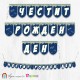 Банер "Честит Рожден Ден" с декорация с Водно конче в тъмно син цвят с флорални мотиви в бяло и зелено
