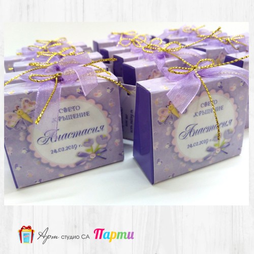 Мини магнитче с кутийка - 015 - Лилаво лаленце