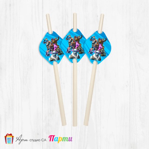 Парти сламки - пакет 12 бр. - Фортнайт - 1