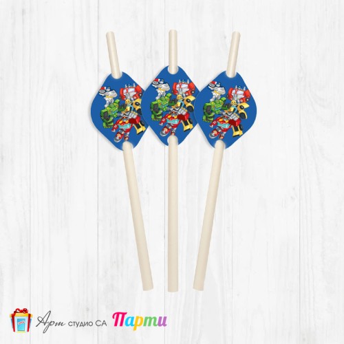 Парти сламки - пакет 12 бр. - Трансформърс -2