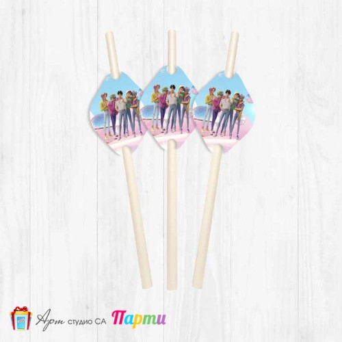 Парти сламки - пакет 12 бр. - Саджа Бойс - Saja Boys - KPop Demon Hunters - 01