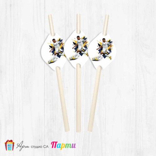 Парти сламки - пакет 12 бр. - Килиан Мбапе - 1