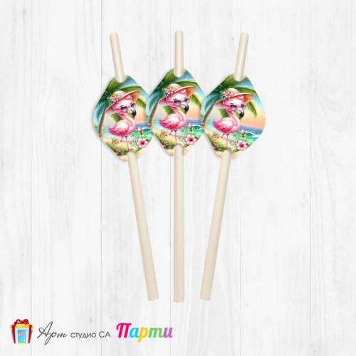 Парти сламки - пакет 12 бр. - Фламинго Парти сламки - пакет 12 бр. - Фламинго