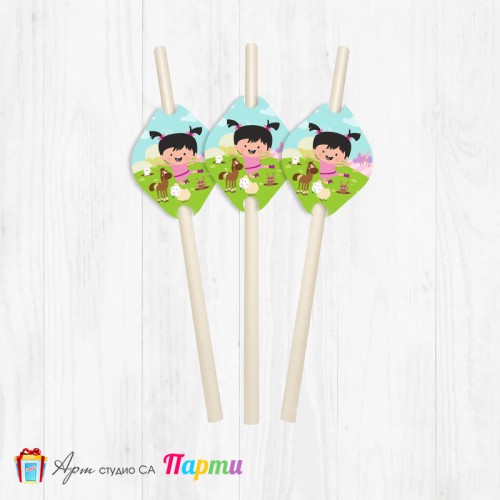 Парти сламки - пакет 12 бр. - Малката Лола -1