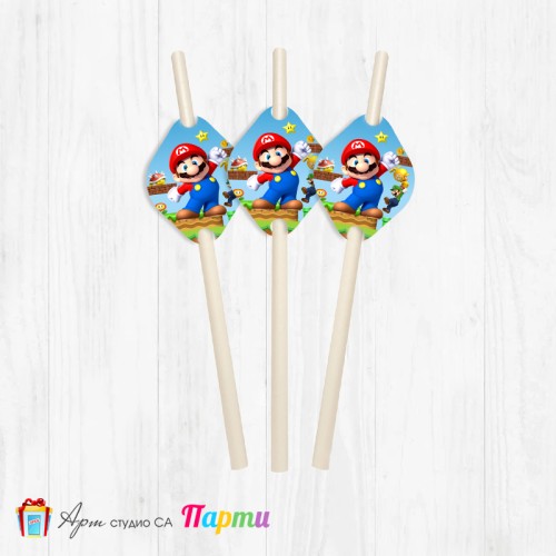 Парти сламки - пакет 12 бр. - Супер Марио - 01 Парти сламки - пакет 12 бр. - Супер Марио - 01