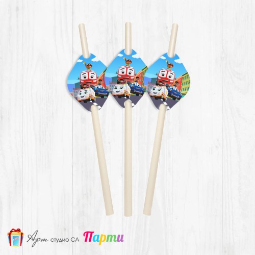 Парти сламки - пакет 12 бр. - Огнеборци - спасители - 01