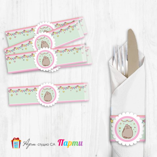 Ринг за салфетка с декорация - Котето Пушийн - 01