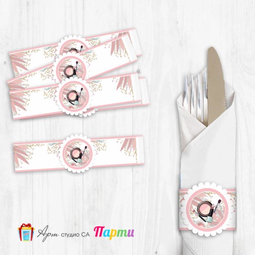 Ринг за салфетка с декорация - Спа и красота - Пудричка и четка Ринг за салфетка с декорация - Спа и красота - Пудричка и четка