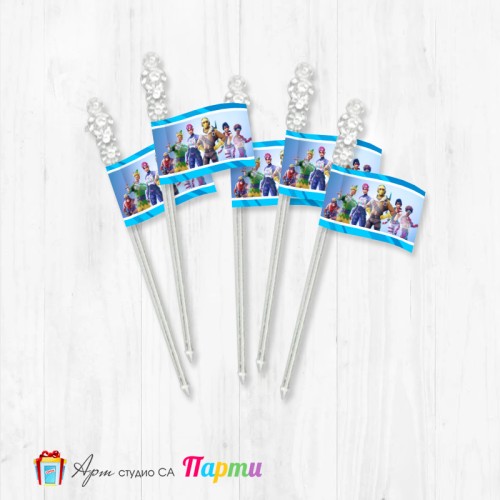 Топерчета за декорация, кристал - пакет 12 броя - Фортнайт - 01