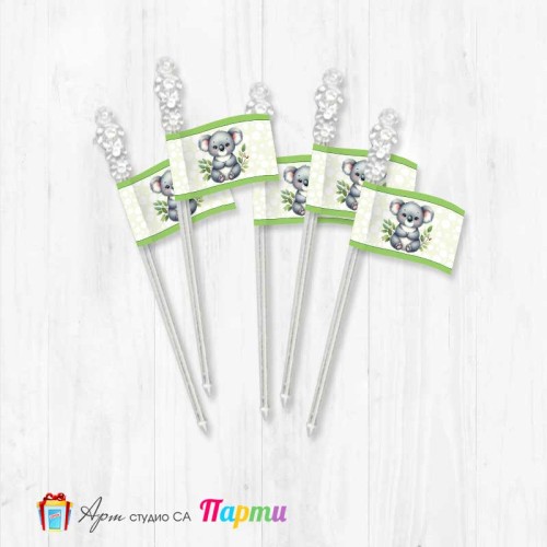 Топерчета за декорация, кристал - пакет 12 броя - Коала - 1 Топерчета за декорация, кристал - пакет 12 броя - Коала - 1