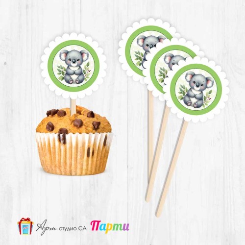 Топери за мъфини - пакет 6 бр. - Коала - 1 Топери за мъфини - пакет 6 бр. - Коала - 1