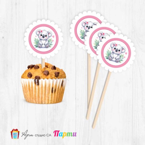 Топери за мъфини - пакет 6 бр. - Коала - 2 Топери за мъфини - пакет 6 бр. - Коала - 2