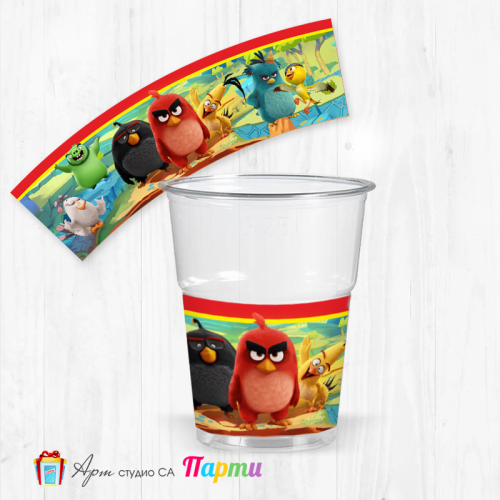Парти чашки  - пакет 12 броя - Сърдити пилета - Angry Birds - 01