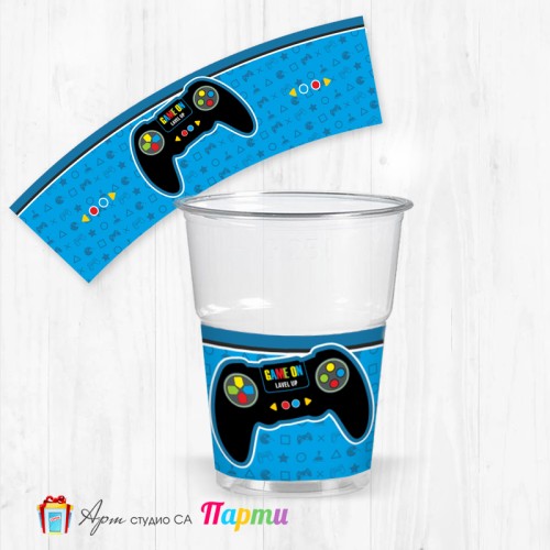 Парти чашки  - пакет 12 броя - Геймър парти - 01