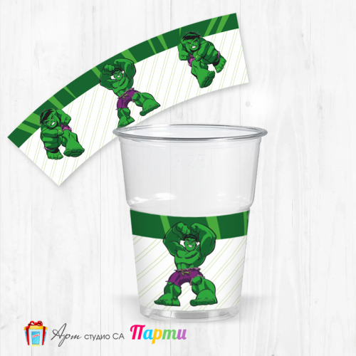 Парти чашки  - пакет 12 броя - Хълк - 01