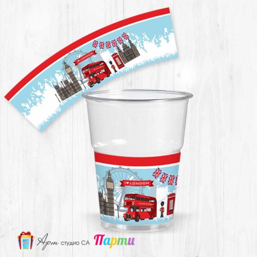 Парти чашки  - пакет 12 броя - Лондон - 1