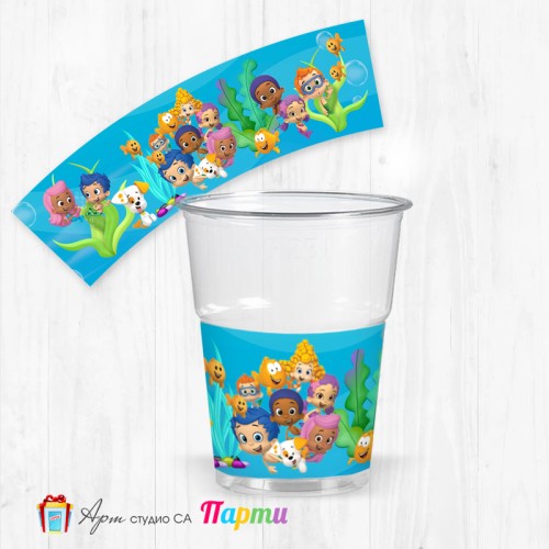 Парти чашки  - пакет 12 броя -  Рибки Гупита Балони - 01