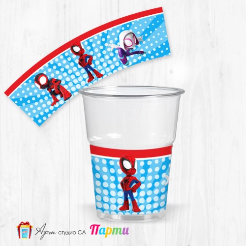 Парти чашки  - пакет 12 броя - Спайди - 01