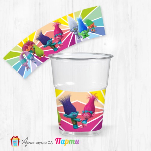 Парти чашки  - пакет 12 броя - Тролчета - 01