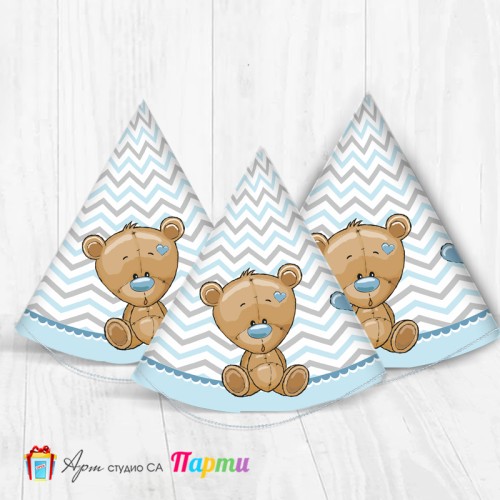 Парти шапка - Мече със синьо носле - 1 Парти шапка - Мече със синьо носле - 1