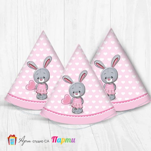 Парти шапка - Зайче с балон - 01