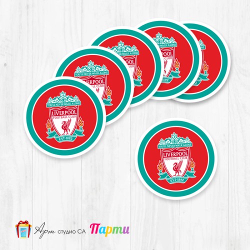 Елементи за декорация - Кръг - пакет 12 бр. - ФК Ливърпул - 01