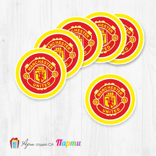 Елементи за декорация - Кръг - пакет 12 бр. - ФК Манчестър Юнайтед - 01