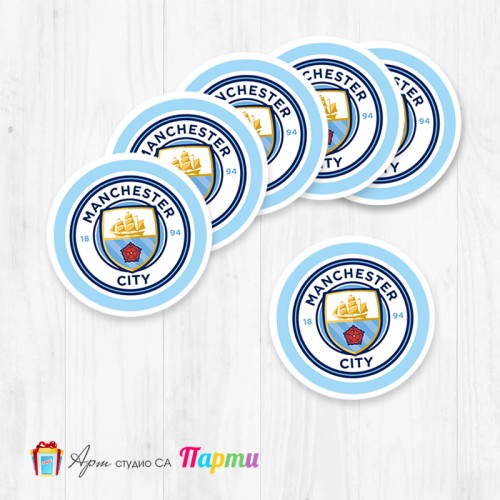 Елементи за декорация - Кръг - пакет 12 бр. - ФК Манчестър Сити - 01